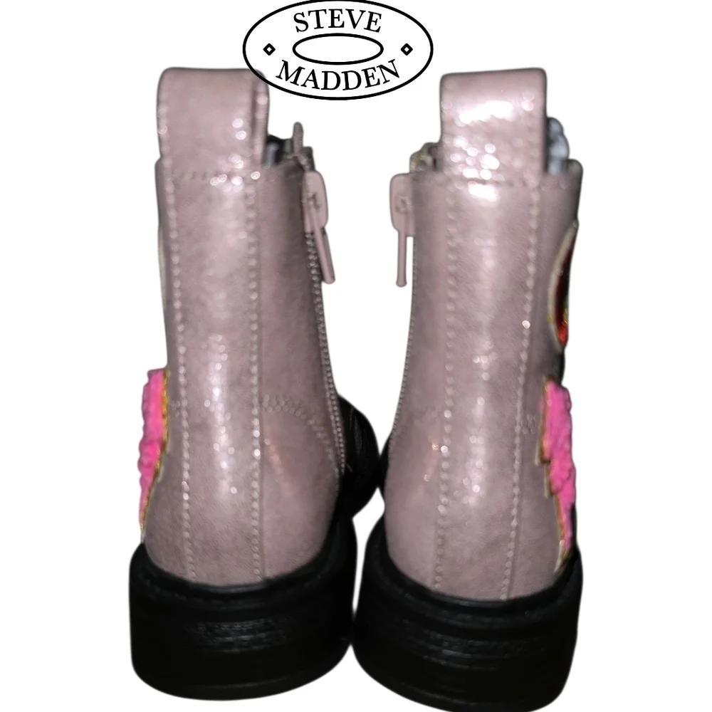 STEVE MADDEN Patches Combat Boot Patches Pink New Girls Size 8